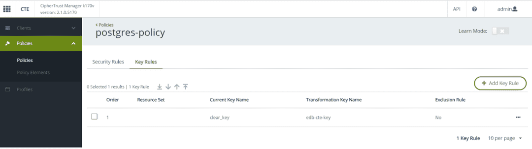 Policy User Sets and Key Rule